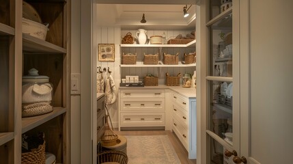 Cozy cottage style home pantry closet