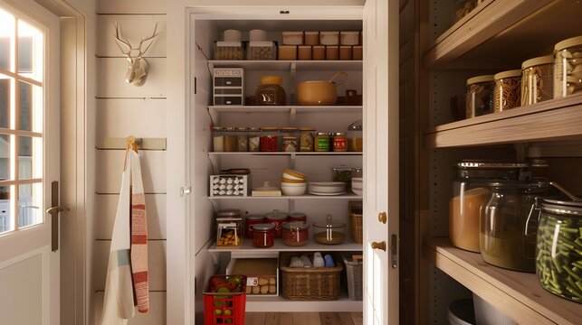 Food pantry closet in cozy cottage style home