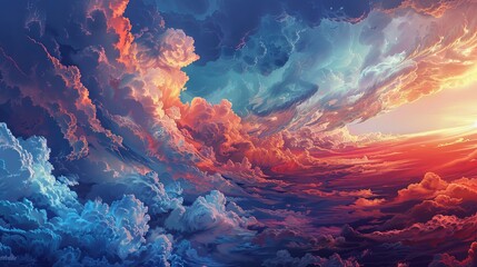 Heaven's Canvas: Serene Dawn Cloudscape - obrazy, fototapety, plakaty