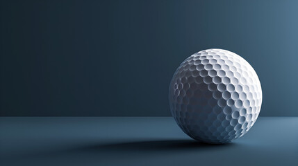 Stylish golf ball isolated on empty dark blue back Golf Ball - 3D Rendering - Global Illumination Golf ball flying through air, Generative Ai