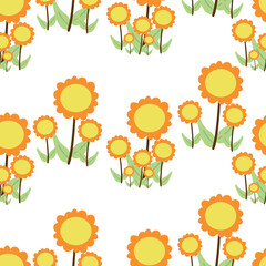 Cute cartoon floral background seamless pattern. cute wallpaper for gift wrapping paper, textile, colorful vector for children, flat style