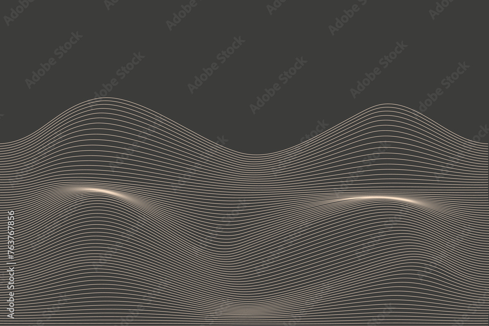 Fototapete abstract vector wavy lines flowing smooth curve gold gradient color on black background .