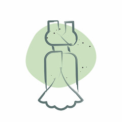 Icon Beautiful Dress. related to France symbol. Color Spot Style. simple design editable. simple illustration
