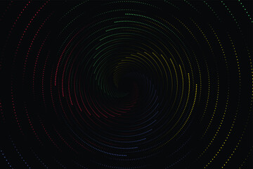 Colorful swirl radial neon circle logo. Vector illustration - 763768003
