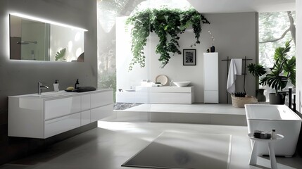 Modern bathroom white with gray 