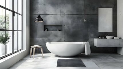 Fototapeta na wymiar Modern bathroom white with gray 