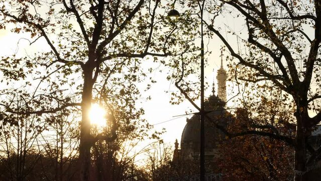 A Dome Roof In The City Of Paris, France During Sunset. Slow Motion Shot
