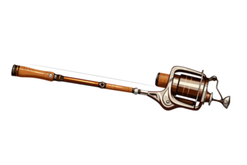 Drawing of a Fishing Rod and Reel. On a White or Clear Surface PNG Transparent Background.