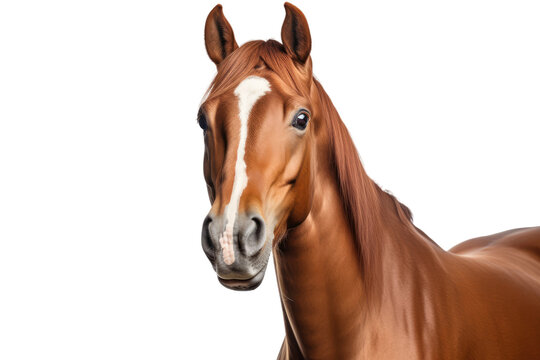 Brown and White Horse Standing Together. On a White or Clear Surface PNG Transparent Background.