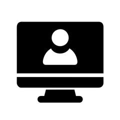 monitor with a person on the screen, video conferencing  icon vector illustration