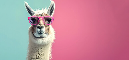 Llama with Sunglasses on Vibrant Background