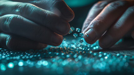 A close-up of a skilled glass artist creating delicate glass beads  - Powered by Adobe