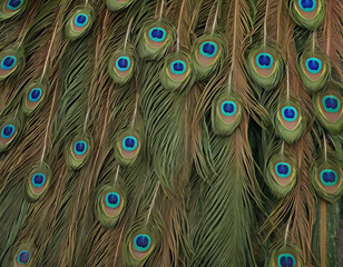Obraz premium a grid of beautiful peacock feather texture background wallpaper