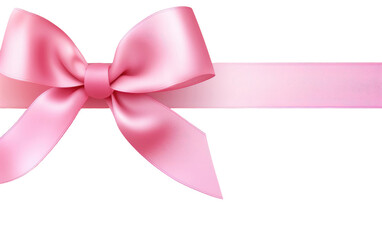 Pink Ribbon With Bow. On a White or Clear Surface PNG Transparent Background.