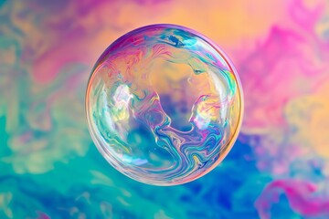 Soap Bubble Against Psychedelic Background