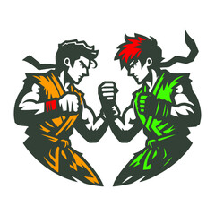 fighting karate illustration vector