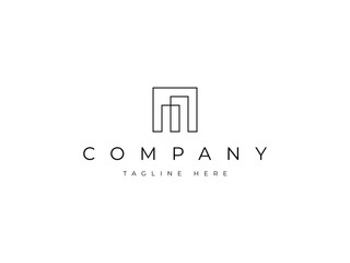 minimal building office line logo design