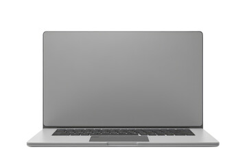 Open Laptop Computer on White Surface. On a White or Clear Surface PNG Transparent Background.