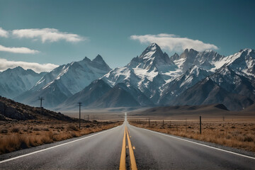 Fototapeta premium Highway road with mountains background