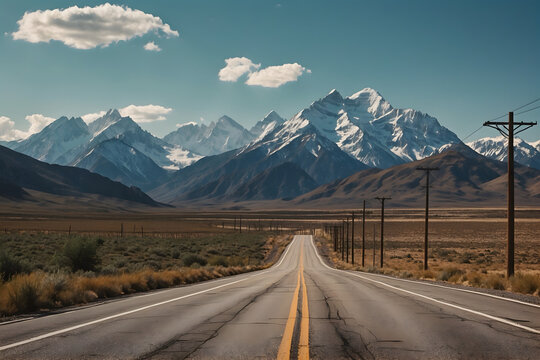 Highway road with mountains background