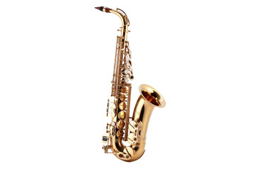 Saxophone Against White Background. On a White or Clear Surface PNG Transparent Background.