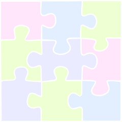 Puzzle grid template. 9 piece puzzle, thinking game. Business assembling metaphors or puzzles, challenge game, vector illustration