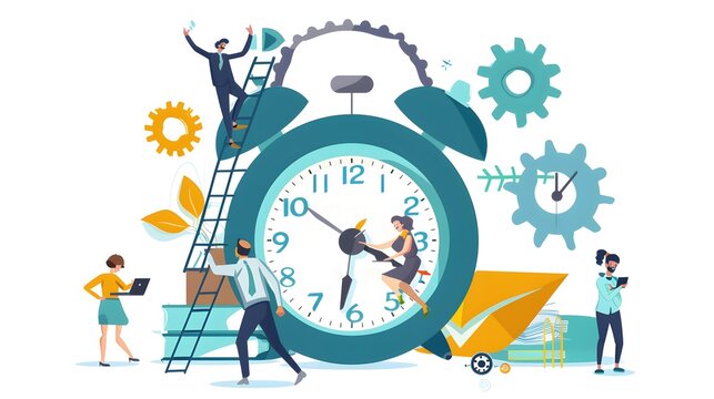 Time management planning, organization and control concept for effiecient succesful and profitable business. Concept of work time management. Business team. 