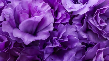 Vivid close up photo of violet eustoma flowers