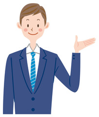 案内をするビジネスマン　会社員　社員　説明