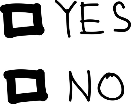 hand drawn yes and NO text 