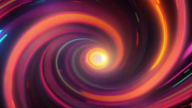 Glowing Circles in Abstract Space: Swirling Light and Color Vortex