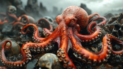 Obraz premium Fantasy octopus on pile