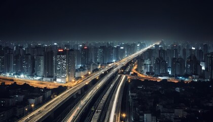 Fototapeta na wymiar Metro cityscape view at night time