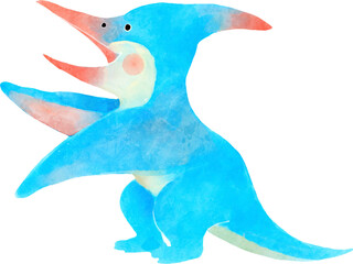 Pteranodon dinosaur cartoon character . Watercolor style . © stockdevil