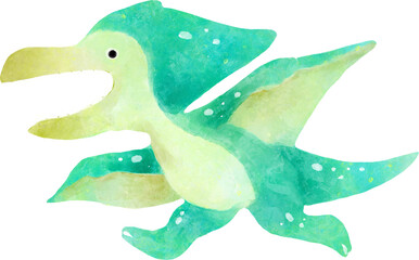 Pteranodon dinosaur cartoon character . Watercolor style . © stockdevil