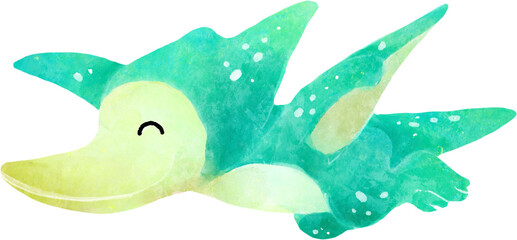 Pteranodon dinosaur cartoon character . Watercolor style . © stockdevil