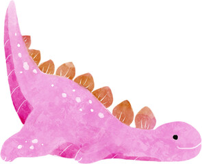 Stegosaurus dinosaur cartoon character . Watercolor style . © stockdevil