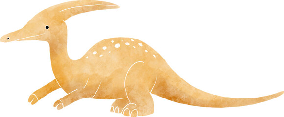 Parasaurolophus dinosaur cartoon character . Watercolor style .