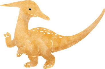 Parasaurolophus dinosaur cartoon character . Watercolor style .