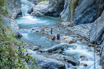 River tracing through Taroko Gorge, Taroko National Park, Taiwan