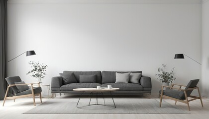 Scandinavian living room, minimal interior design