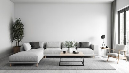 Fototapeta na wymiar Scandinavian living room, minimal interior design