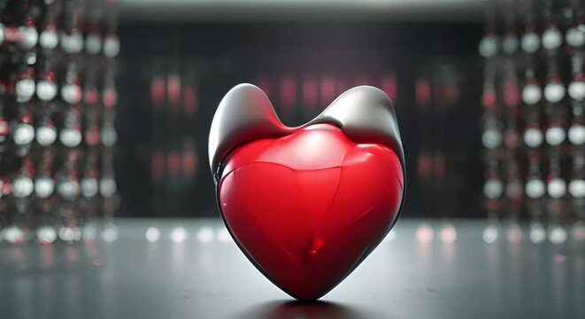 Cuore surreale che pulsa e si trasforma , metafora dell&rsquo;amore nel futuro, cuore dell&rsquo;intelligenza artificiale