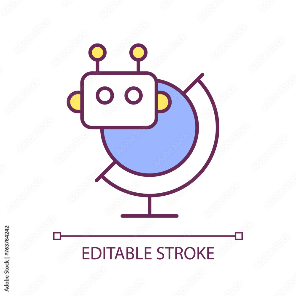 Aufkleber machine learning symbol rgb color icon. global technology. artificial intelligence and globe. inform