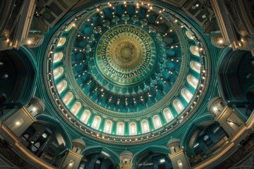 Fototapeta na wymiar dome Masjid Nabawi - Prophet Mosque in Madinah al-Munawwarah - generative ai