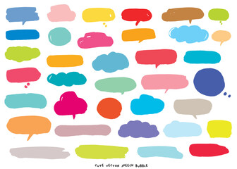 Cute vector speech bubble colorful set,Hand drawn set of speech bubbles with handwritten for book ,card, business, poster design. Vector illustration design for fashion fabrics, textile graphics
