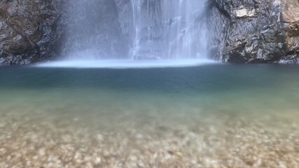 Amazing Jokkradin waterfall, hidden falls in the forest at Thong Pha Phum national park Kanchanaburi province,Thailand.