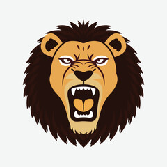 Lion Head Roaring Angry Lion face emblem logo Vector Art Illustration