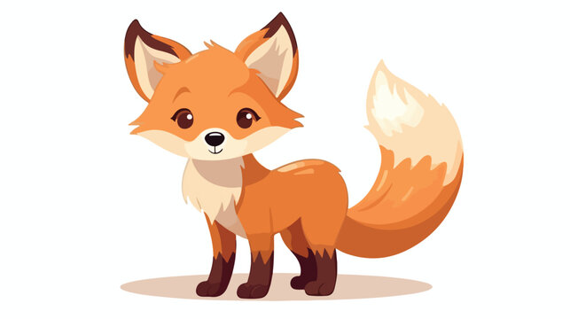 Illustration of Cute fox cartoon flat vector 