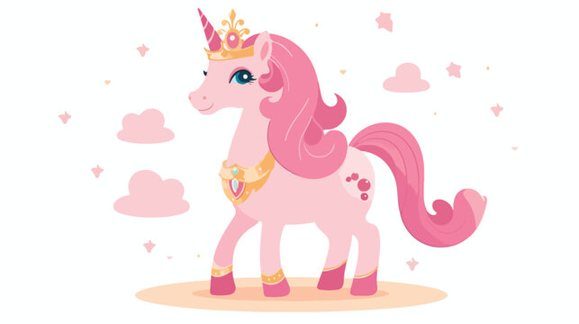 Illustration of cute horse princess flat vector 